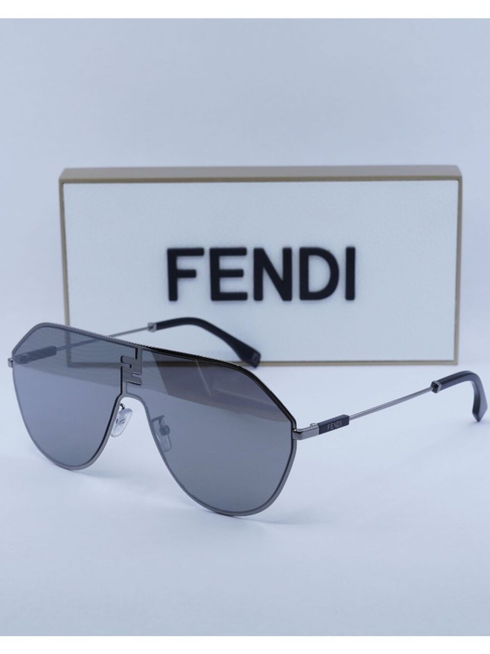 Fendi FE40080U 12C Aviator Sunglasses - Ruthenium / Smoke Mirror